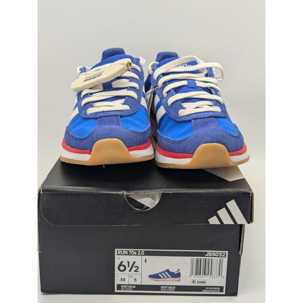 Womens Size 6.5 / Kids 5.5Y Adidas Run 70s 2.0 Bright Royal Pure Ruby JS5032 New - Picture 2 of 7